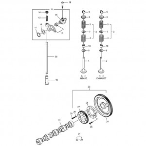 Распределительный вал, клапанная система газового двигателя GV158TI